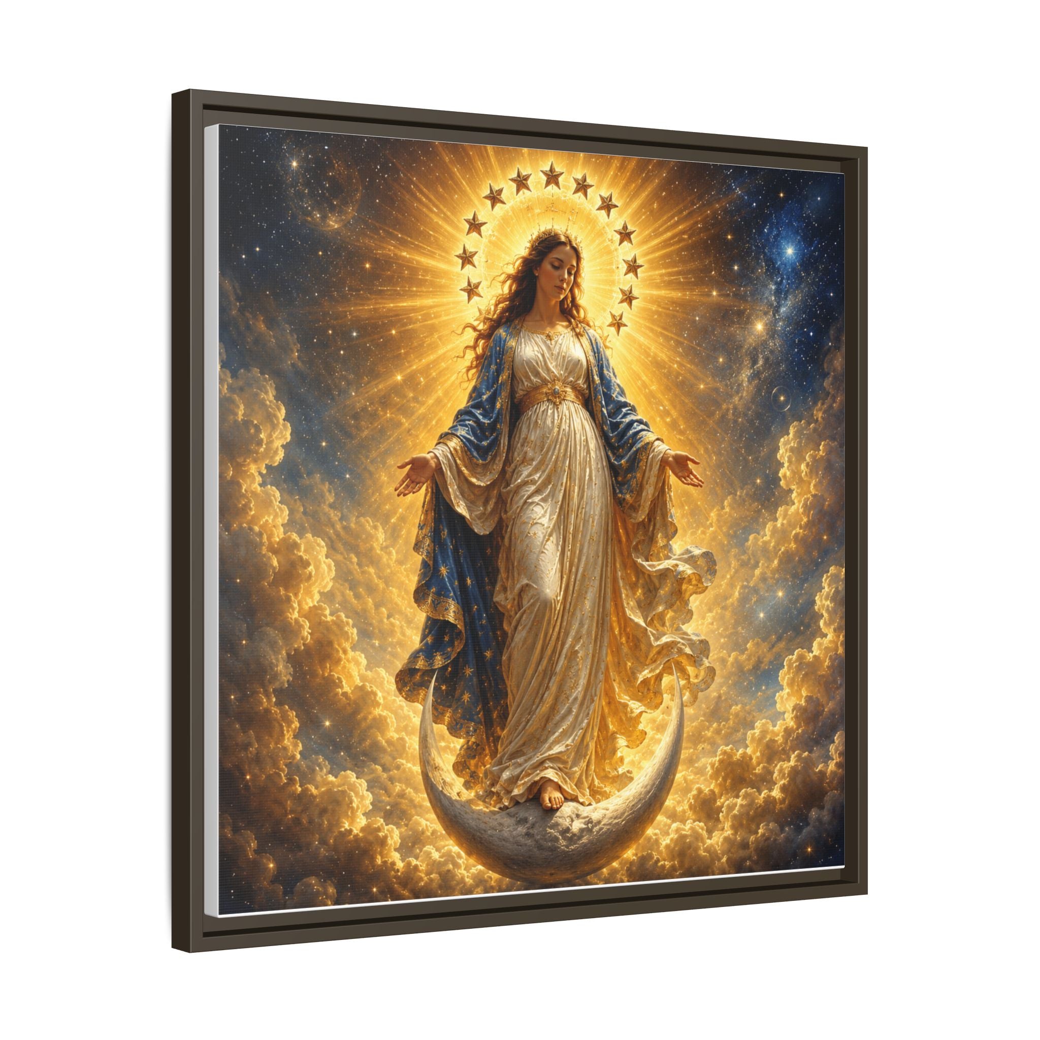 Madonna and Childlike Grace Framed Matte Canvas – Radiant Virgin Mary Wall Art
