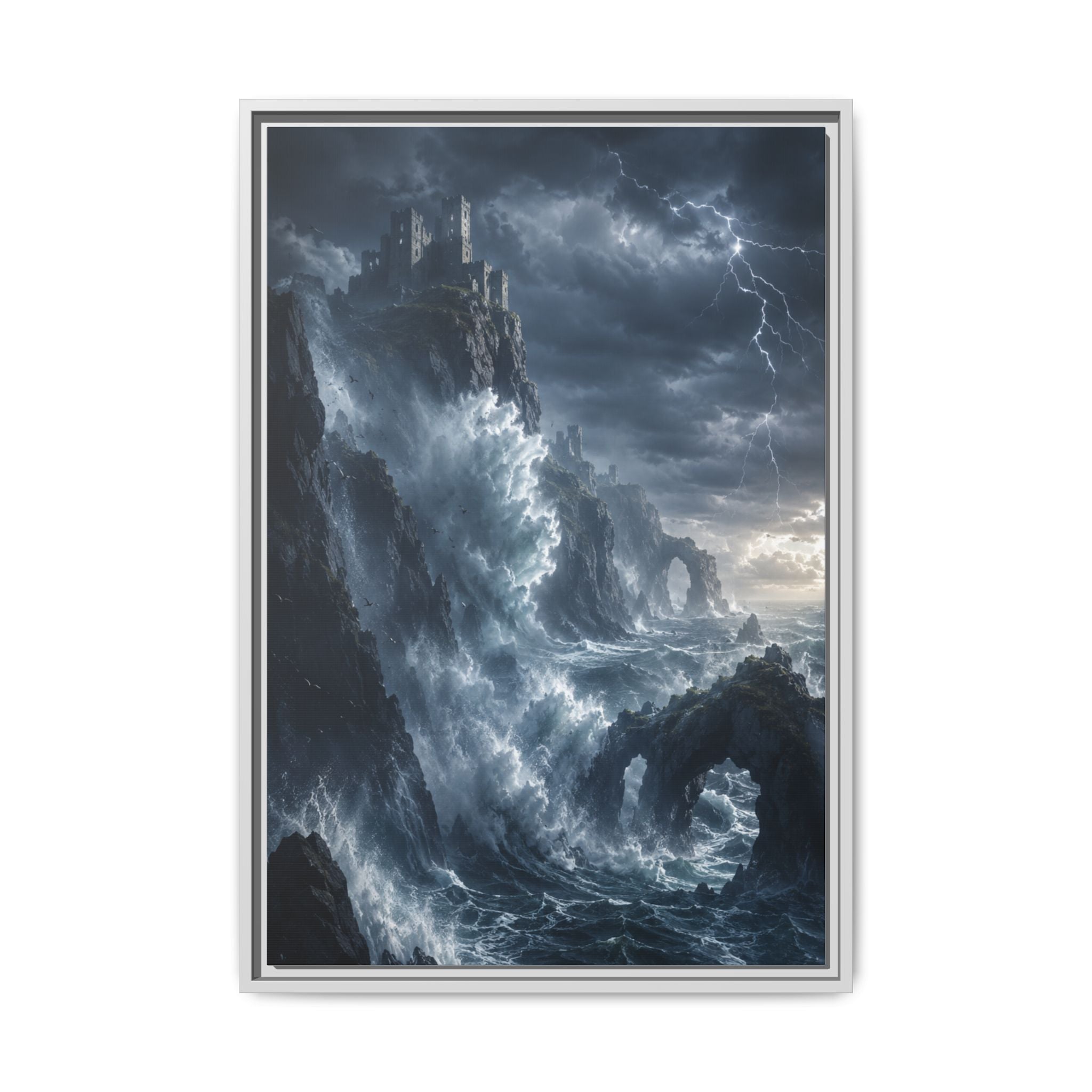 Framed Matte Canvas - Stormy Ocean Fantasy Wall Art