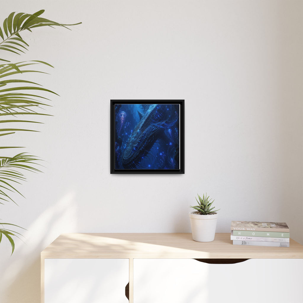 Framed Matte Canvas Art - Deep Sea Leviathan Fantasy Print