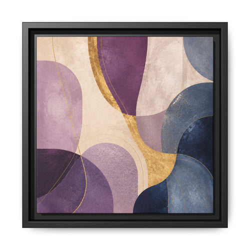 Abstract Geometric Canvas Print — Purple & Gold Framed Wall Art