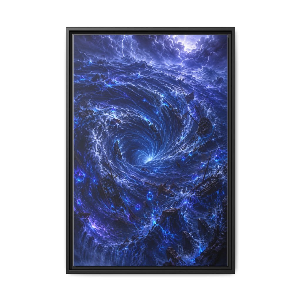 Framed Matte Canvas - Blue Cosmic Vortex Wall Art