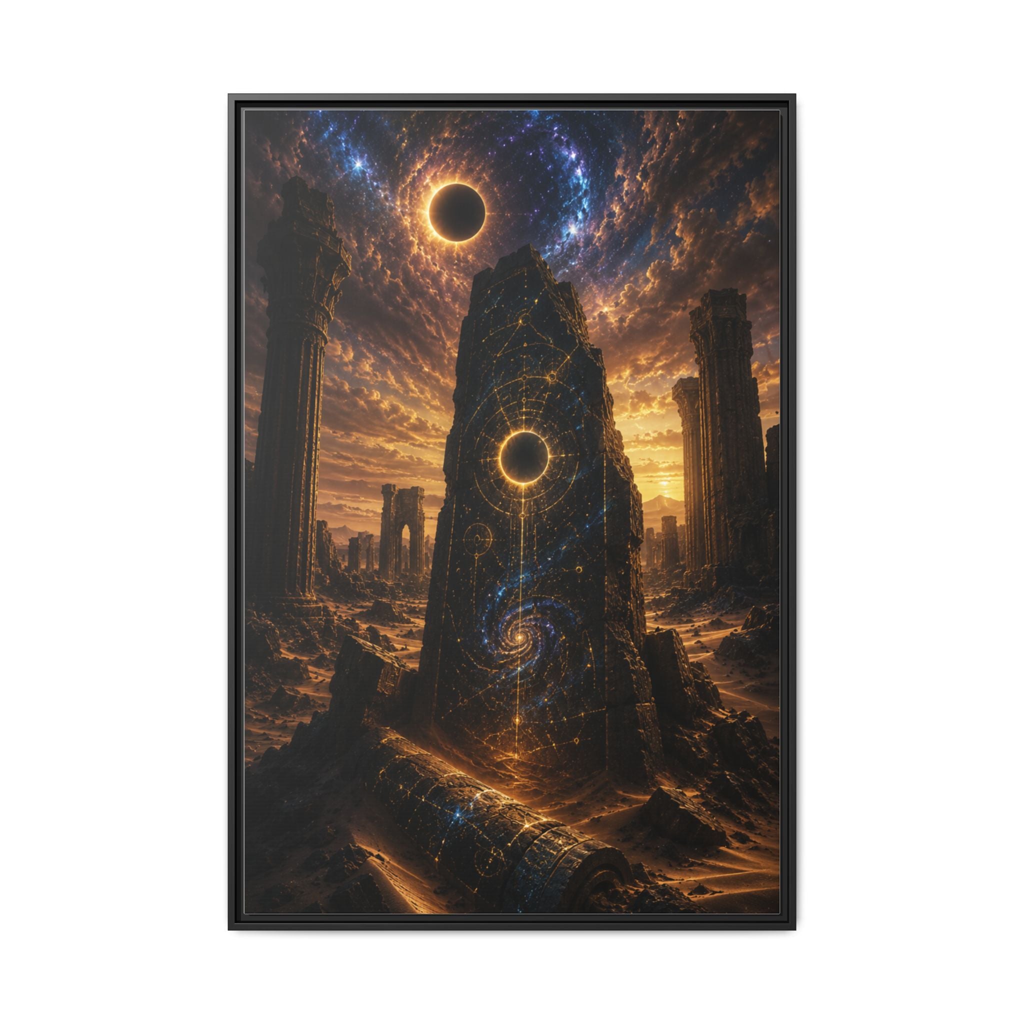 Framed Matte Canvas - Cosmic Obelisk Fantasy Wall Art