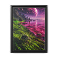 Framed Matte Canvas - Neon Alien Landscape Wall Art