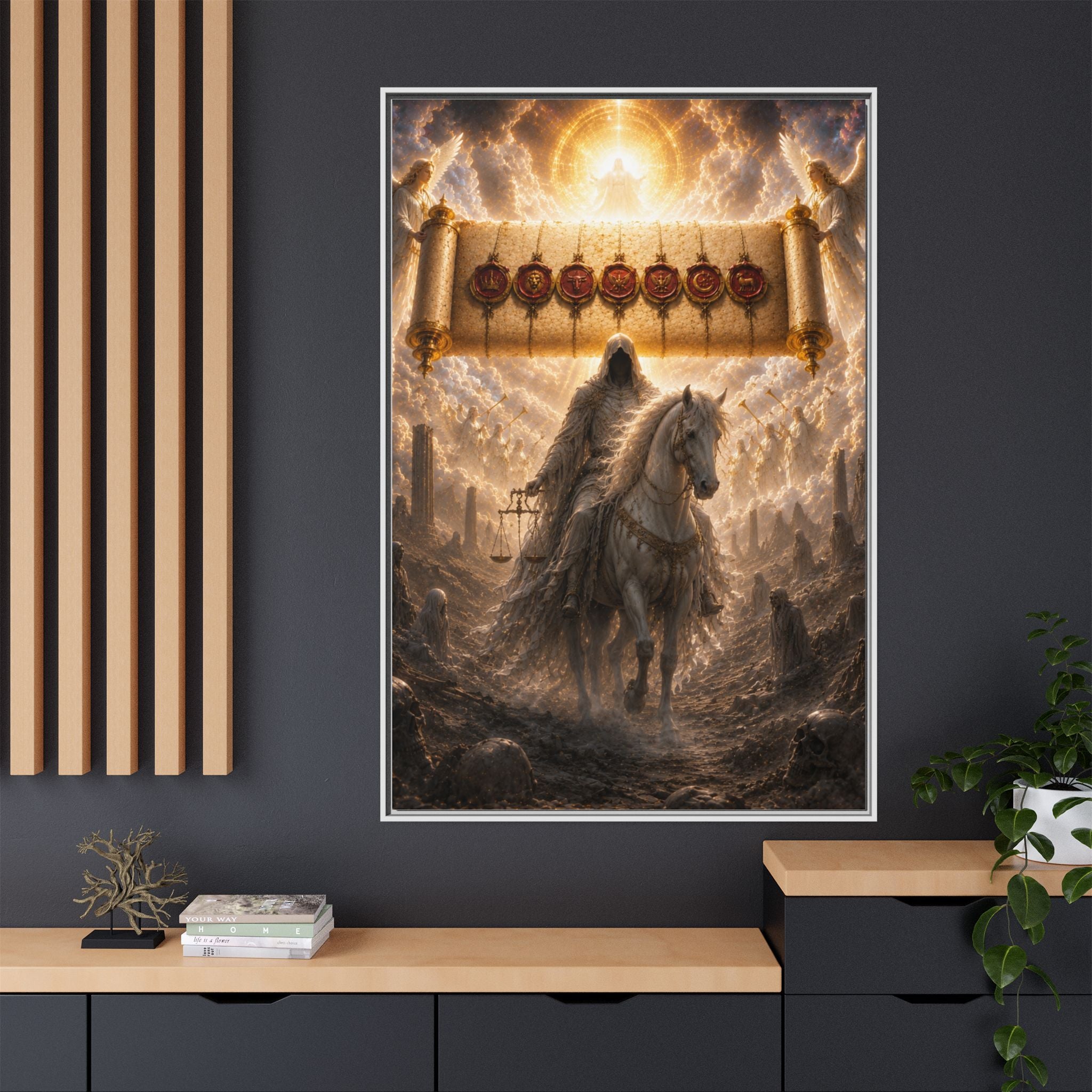 Framed Matte Canvas — Rider of the Pale Horse Biblical Apocalypse Wall Art