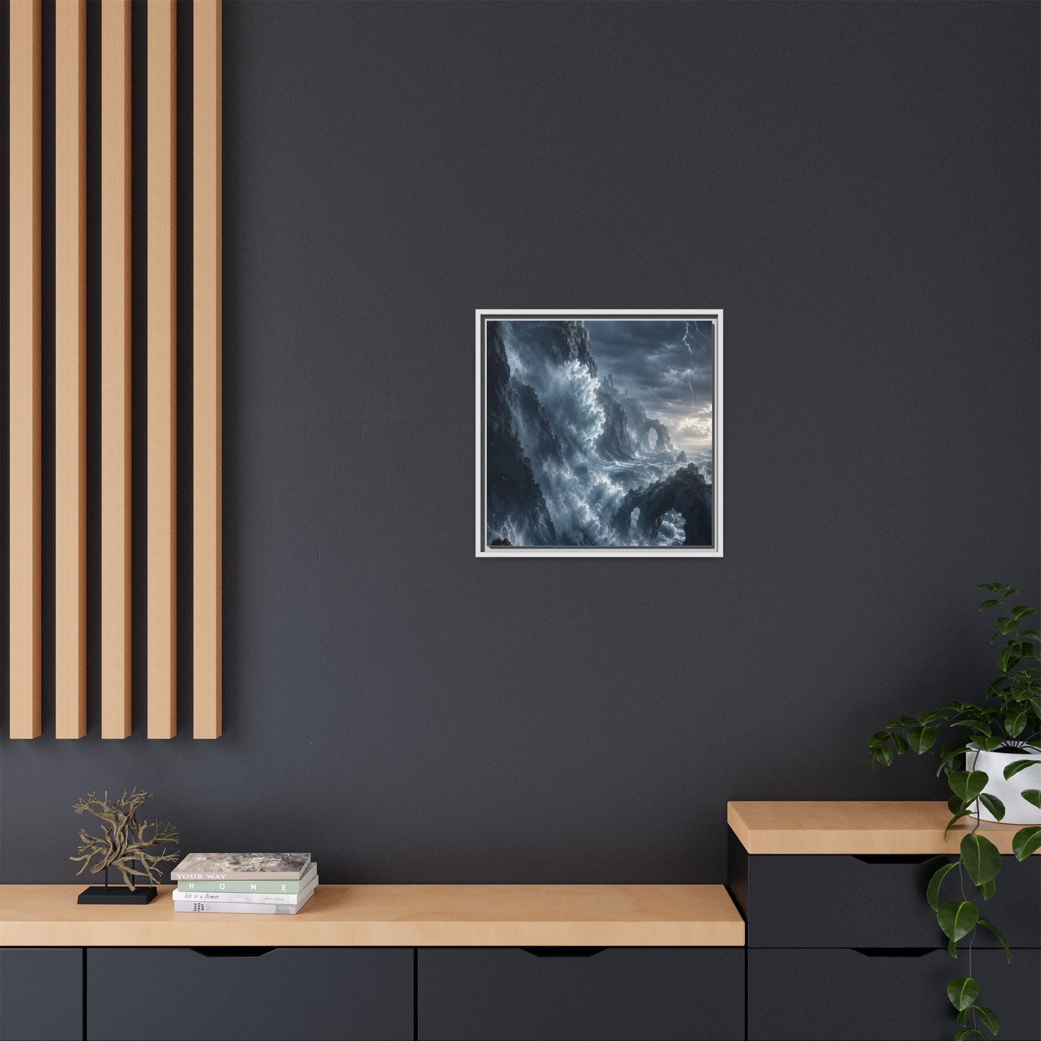 Framed Matte Canvas - Stormy Ocean Fantasy Wall Art