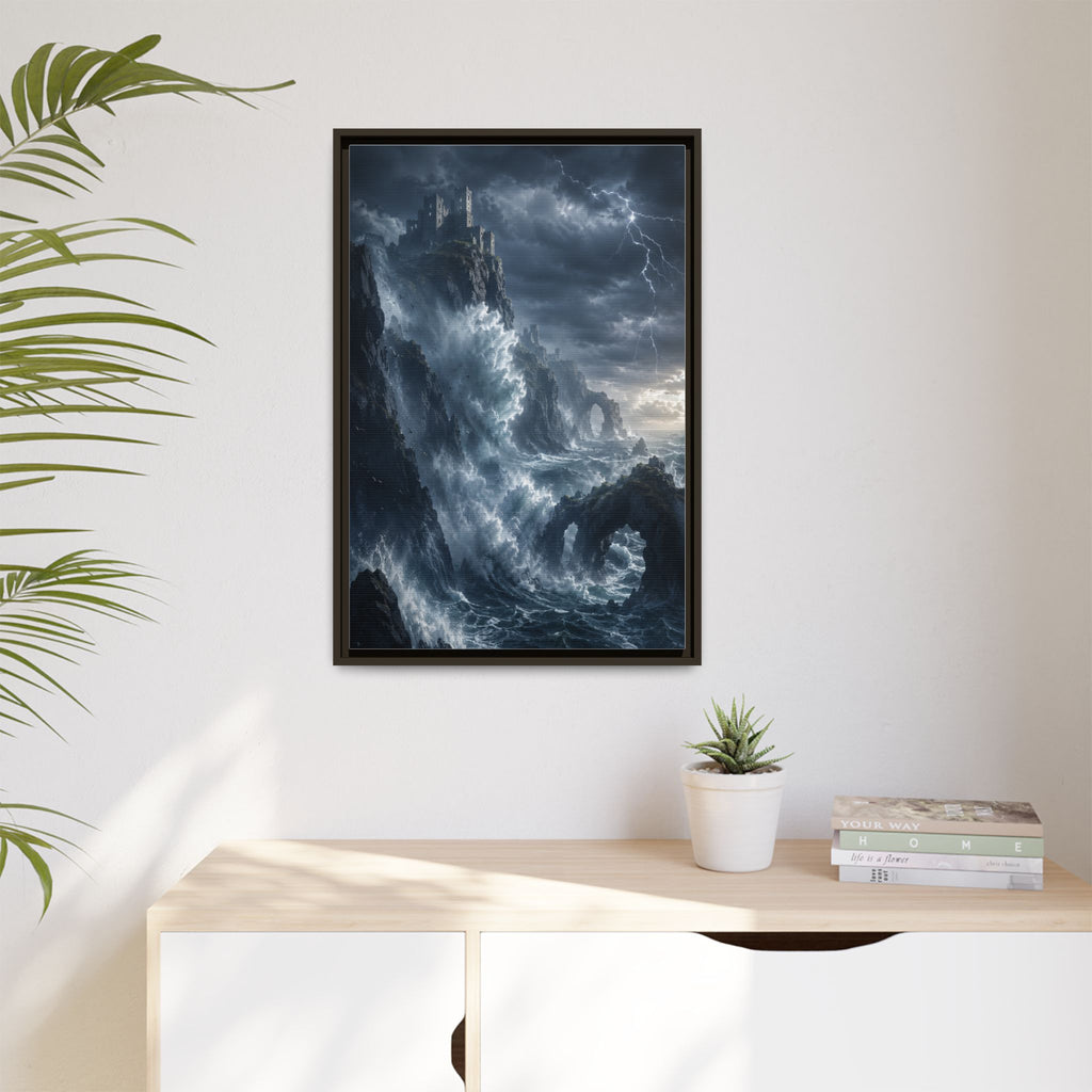 Framed Matte Canvas - Stormy Ocean Fantasy Wall Art
