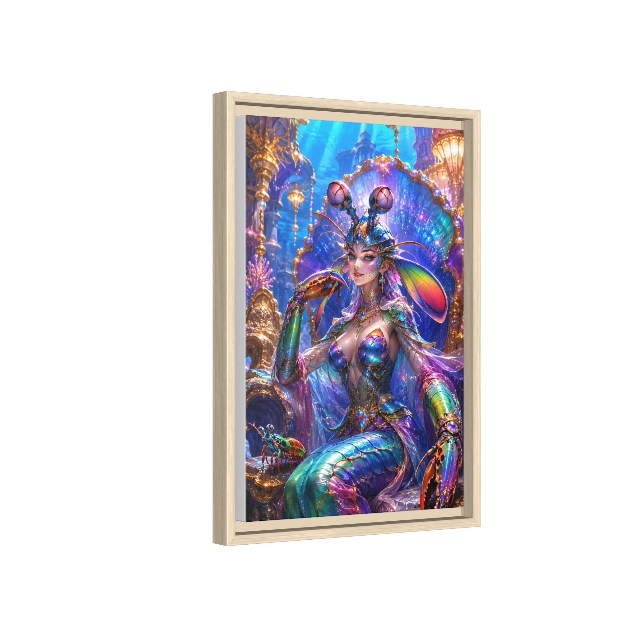 Mermaid Queen Framed Matte Canvas Art — Vibrant Fantasy Underwater Wall Decor