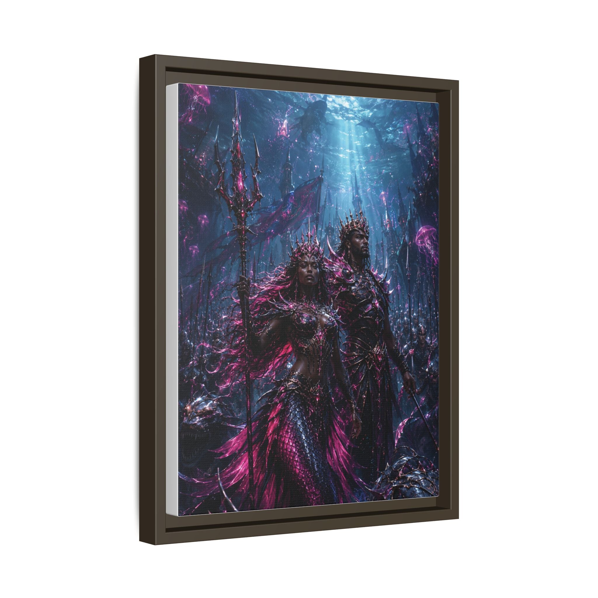 Framed Matte Canvas Print — Mystical Underwater King & Queen Artwork