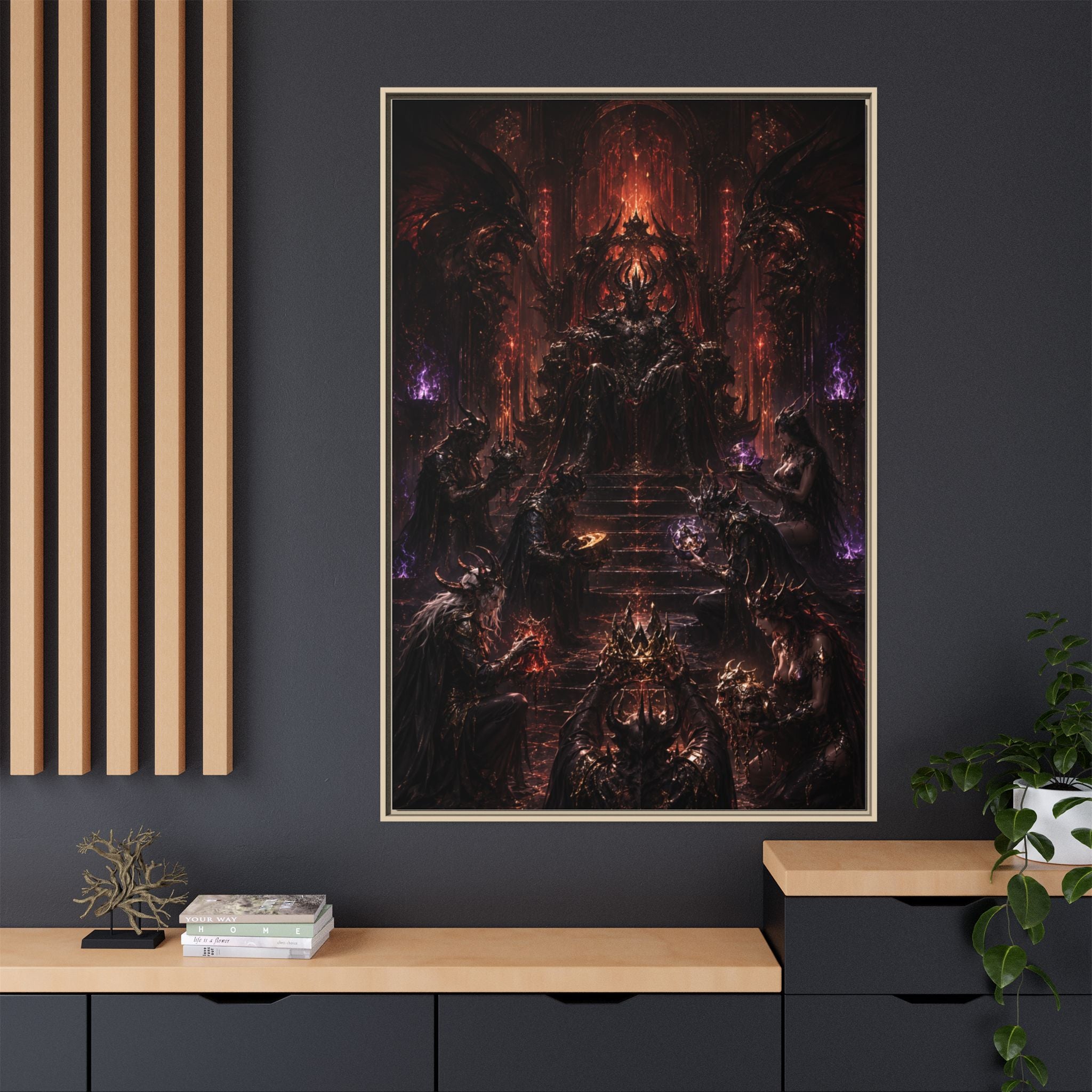 Dark Fantasy Throne Room Matte Canvas Print (Framed)