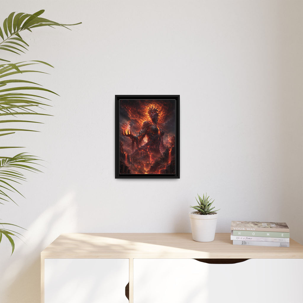 Framed Matte Canvas — Fiery Demon Goddess Wall Art