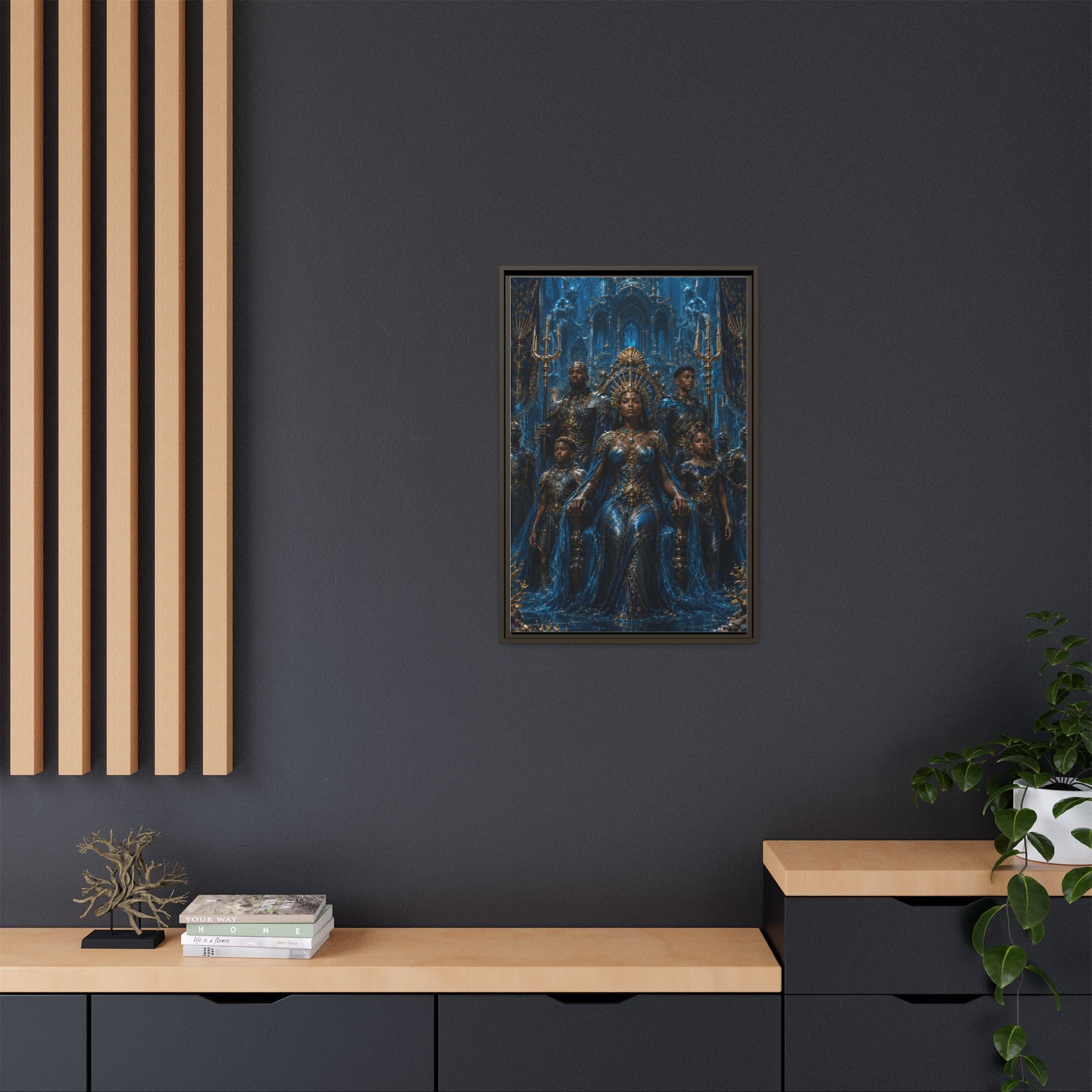 Underwater Queen Matte Framed Canvas — Oceanic Fantasy Wall Art