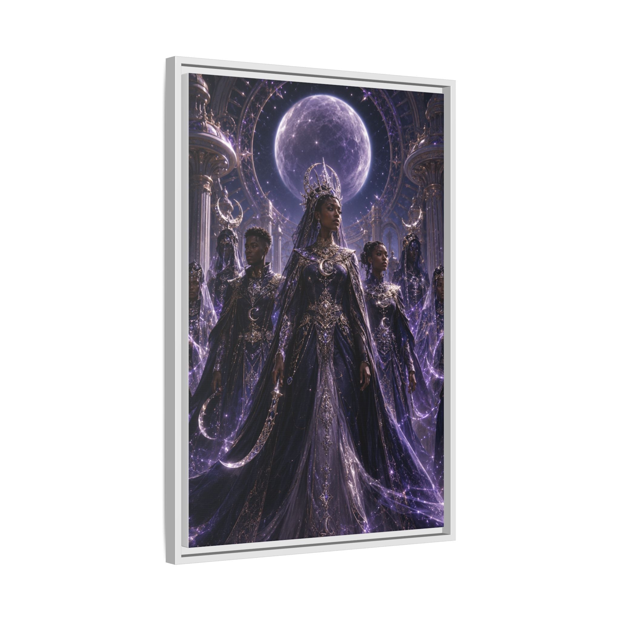 Mystic Moon Queen Framed Matte Canvas Print — Fantasy Royalty Wall Art