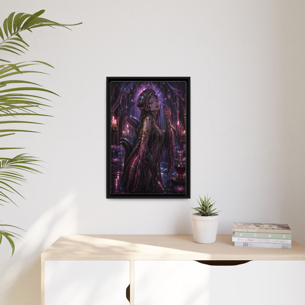Gothic Fantasy Goddess Matte Canvas Print — Framed Dark Purple Wall Art