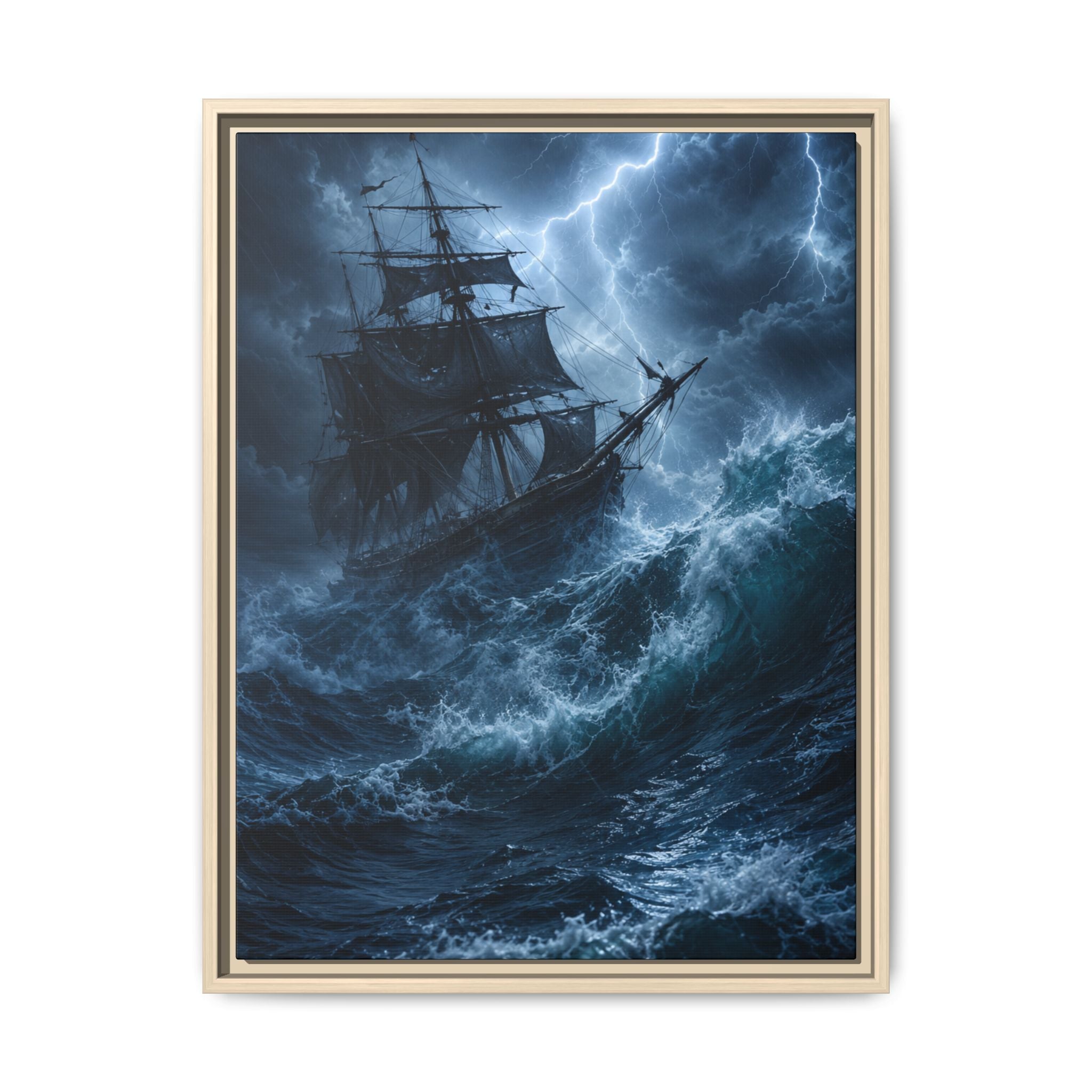Stormy Seas Ship Painting — Fine Art Paper Print Wall Art