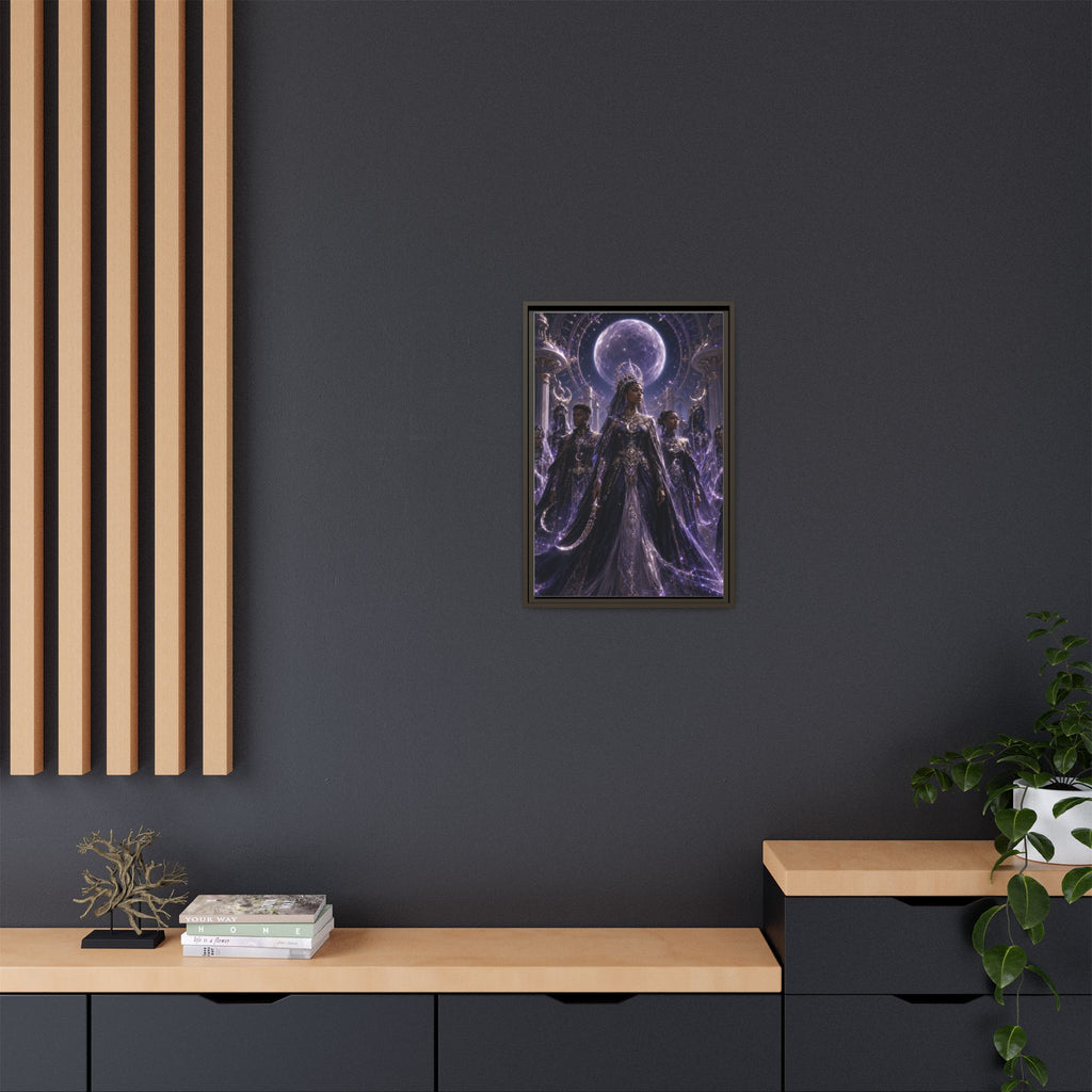 Mystic Moon Queen Framed Matte Canvas Print — Fantasy Royalty Wall Art