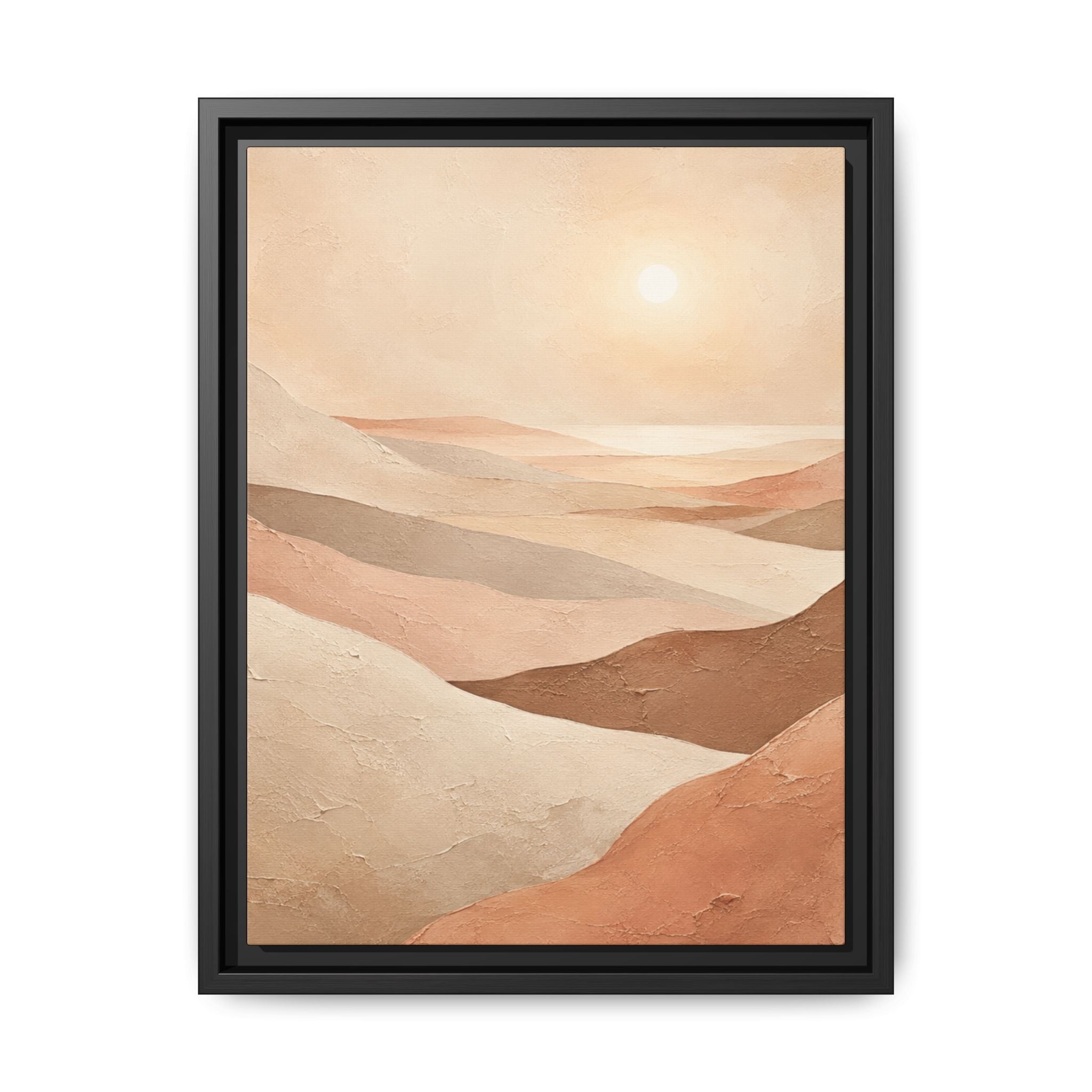 Desert Sunrise Landscape Framed Canvas | Neutral Wall Art