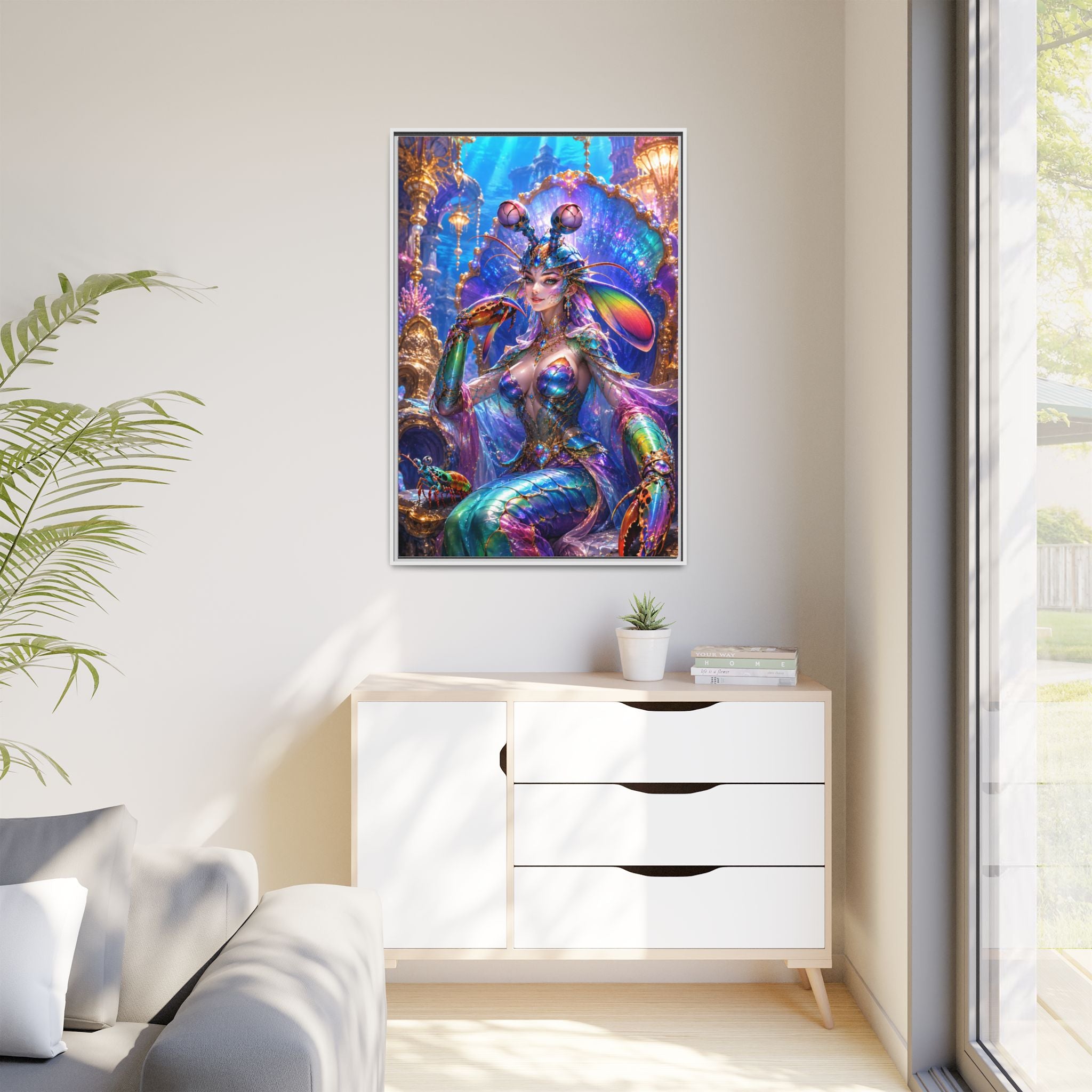 Mermaid Queen Framed Matte Canvas Art — Vibrant Fantasy Underwater Wall Decor