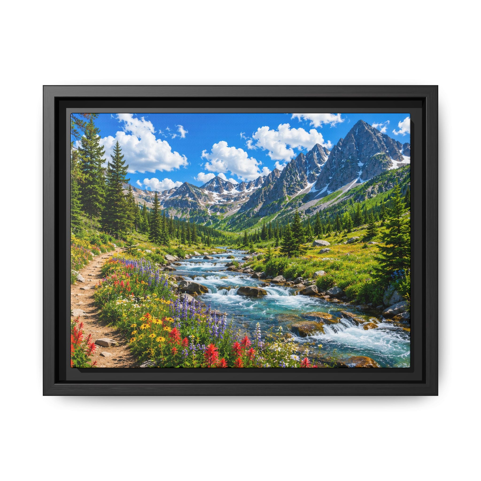 Framed Framed Canvas Mountain River Landscape Wall Art