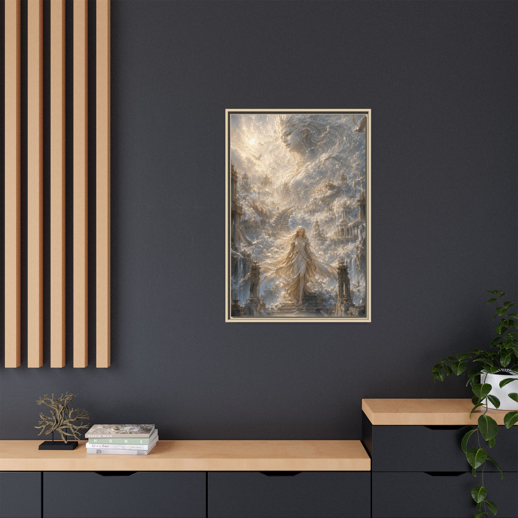 Ethereal Goddess Matte Framed Canvas Art — Dreamlike Fantasy Wall Decor