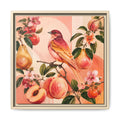 Framed Botanical Bird Canvas — Peach & Pear Vintage Wall Art