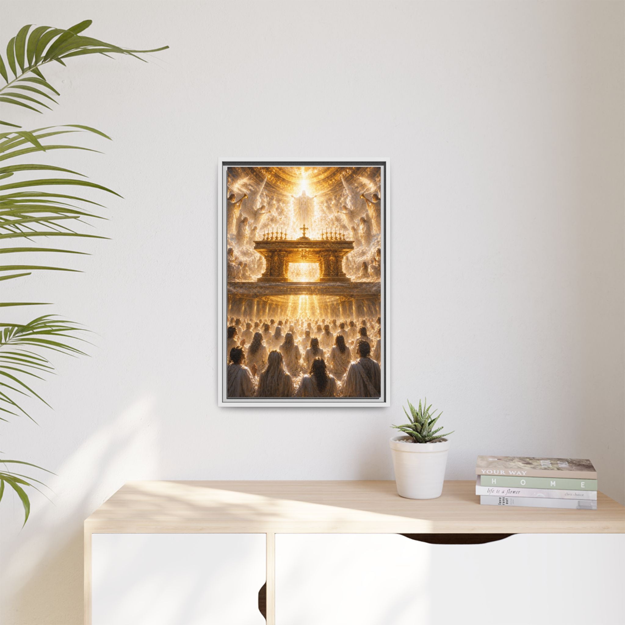 Heavenly Altar Matte Canvas Framed Wall Art — Spiritual Church Scene