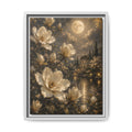 Framed Floral Canvas Wall Art — Vintage Garden Nightscape