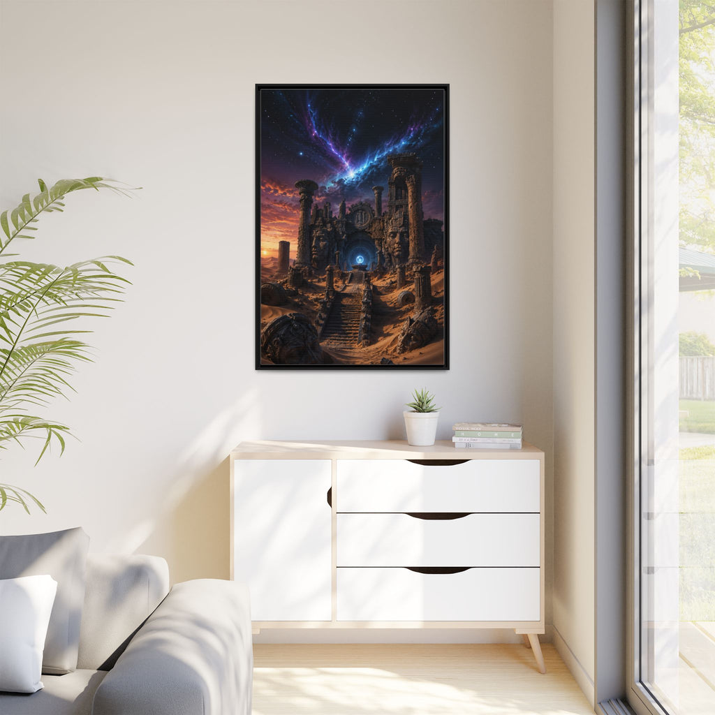 Framed Matte Canvas — Mystical Desert Ruins Nightscape