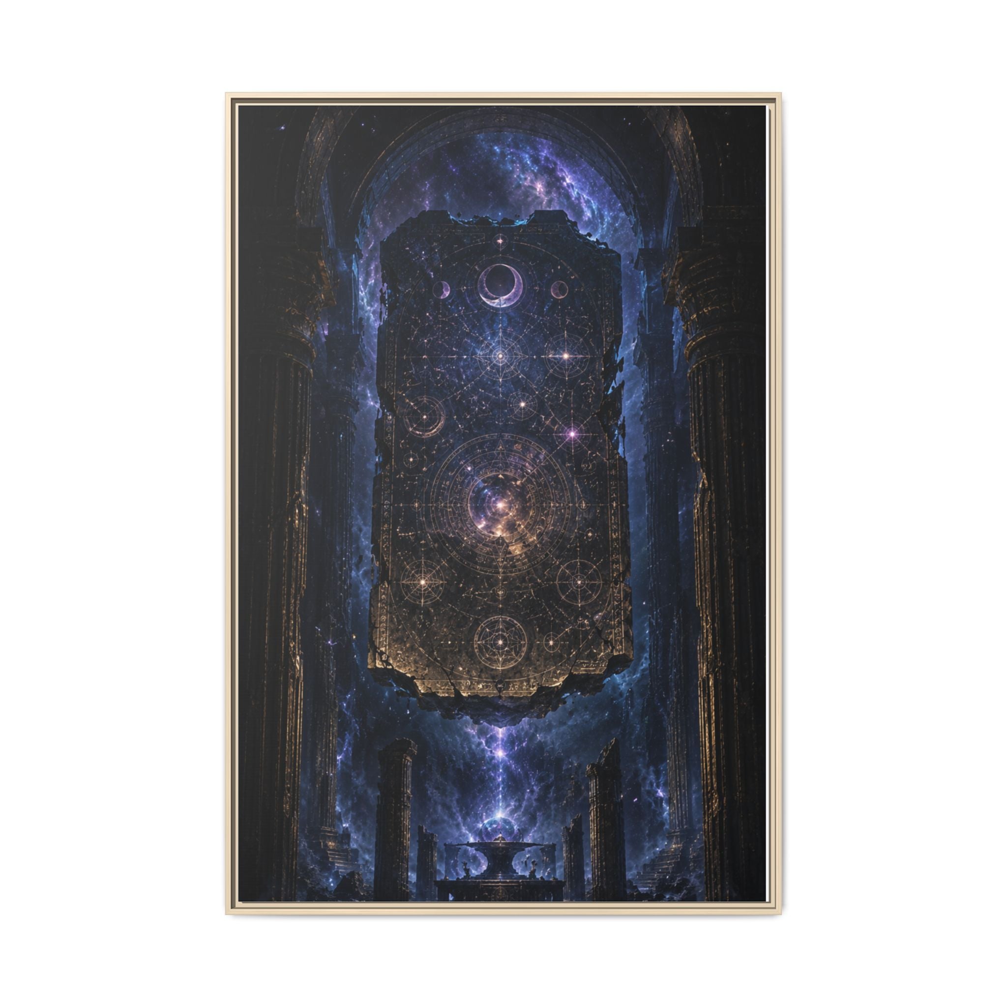 Framed Matte Canvas Wall Art — Cosmic Cathedral Galaxy Print