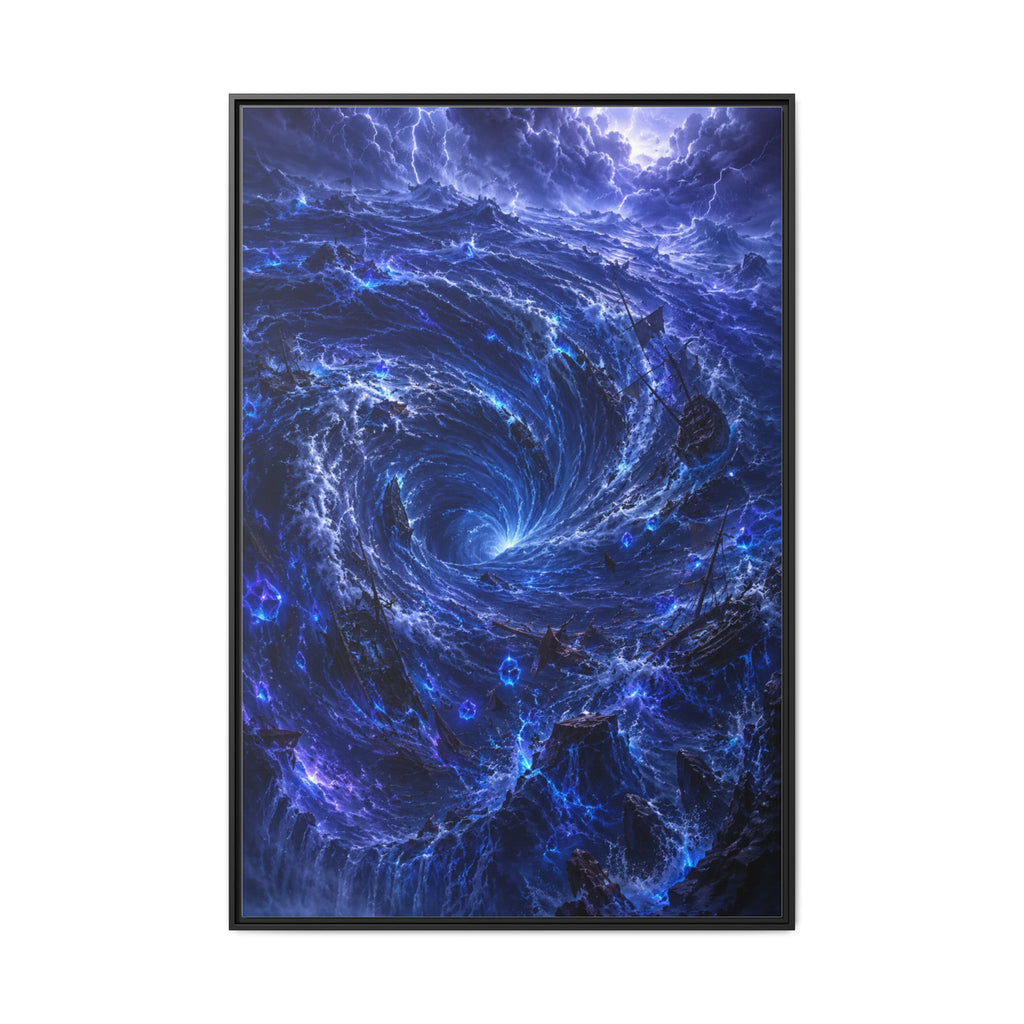 Framed Matte Canvas - Blue Cosmic Vortex Wall Art