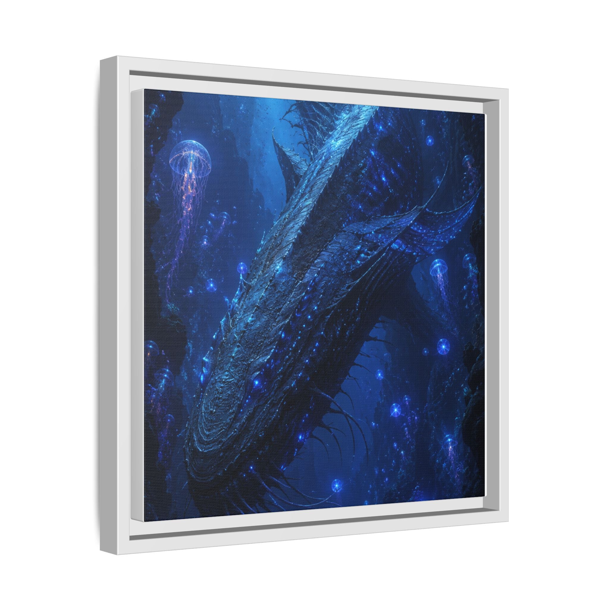 Framed Matte Canvas Art - Deep Sea Leviathan Fantasy Print