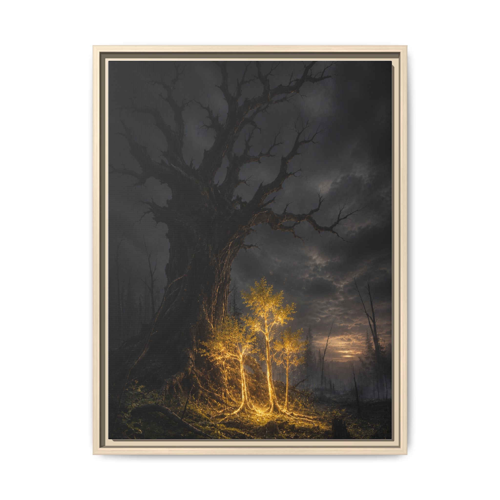 Framed Matte Canvas — Glowing Enchanted Tree Wall Art