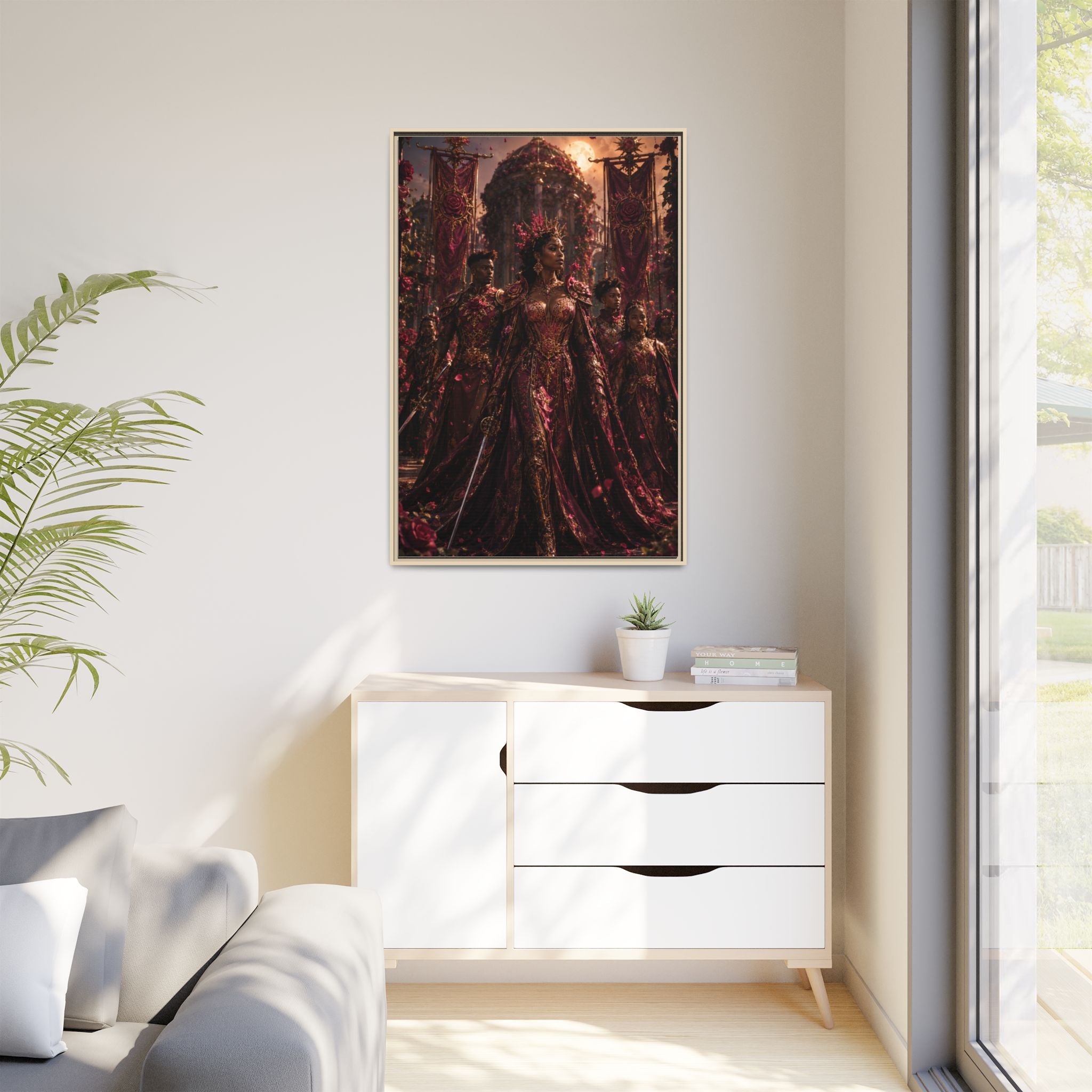 Framed Matte Canvas Art — Regal Fantasy Queen Portrait