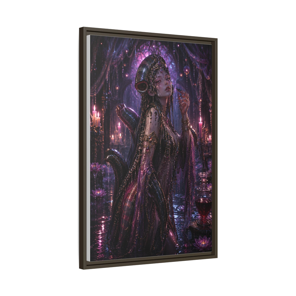 Gothic Fantasy Goddess Matte Canvas Print — Framed Dark Purple Wall Art