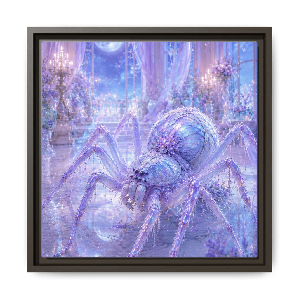 Moonlit Spider Fantasy Canvas Print — Lavender Enchanted Wall Art (Framed)