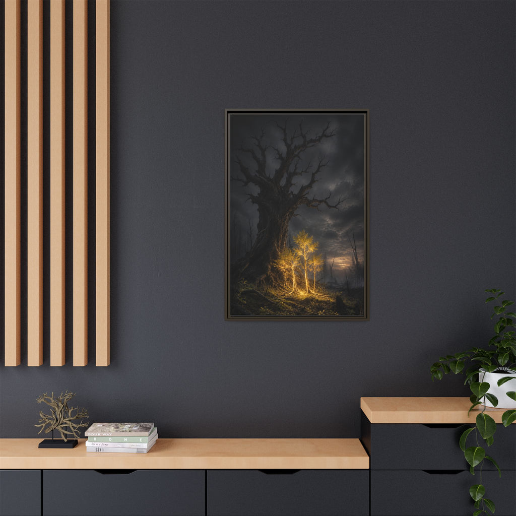 Framed Matte Canvas — Glowing Enchanted Tree Wall Art