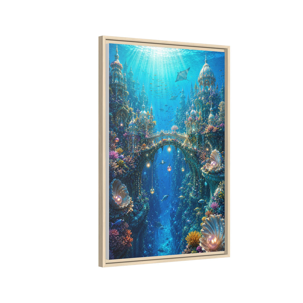 Underwater Fantasy Canvas Print — Framed Matte Ocean City Wall Art