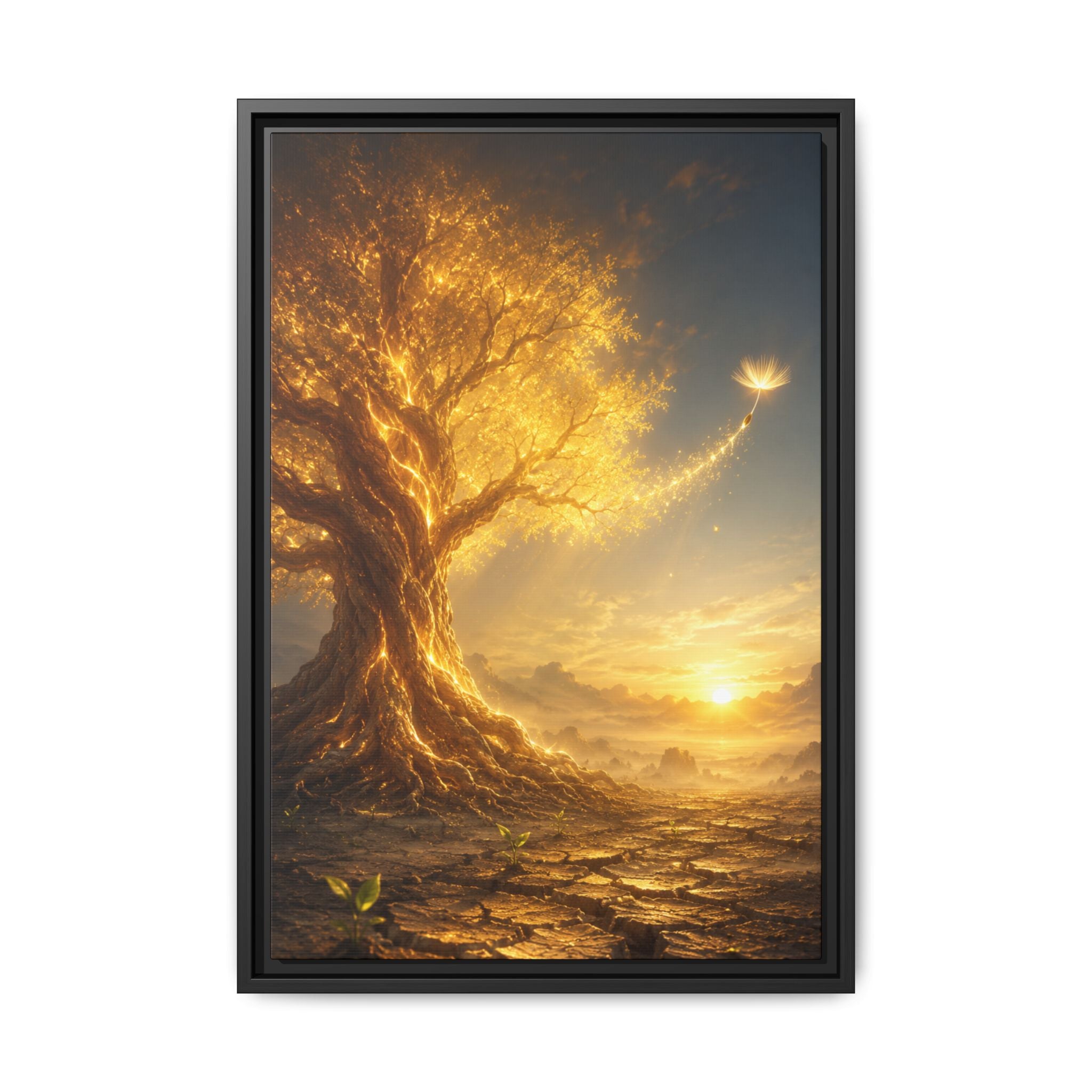 Golden Tree Sunset Fine Art Paper Print — Magical Landscape Wall Art