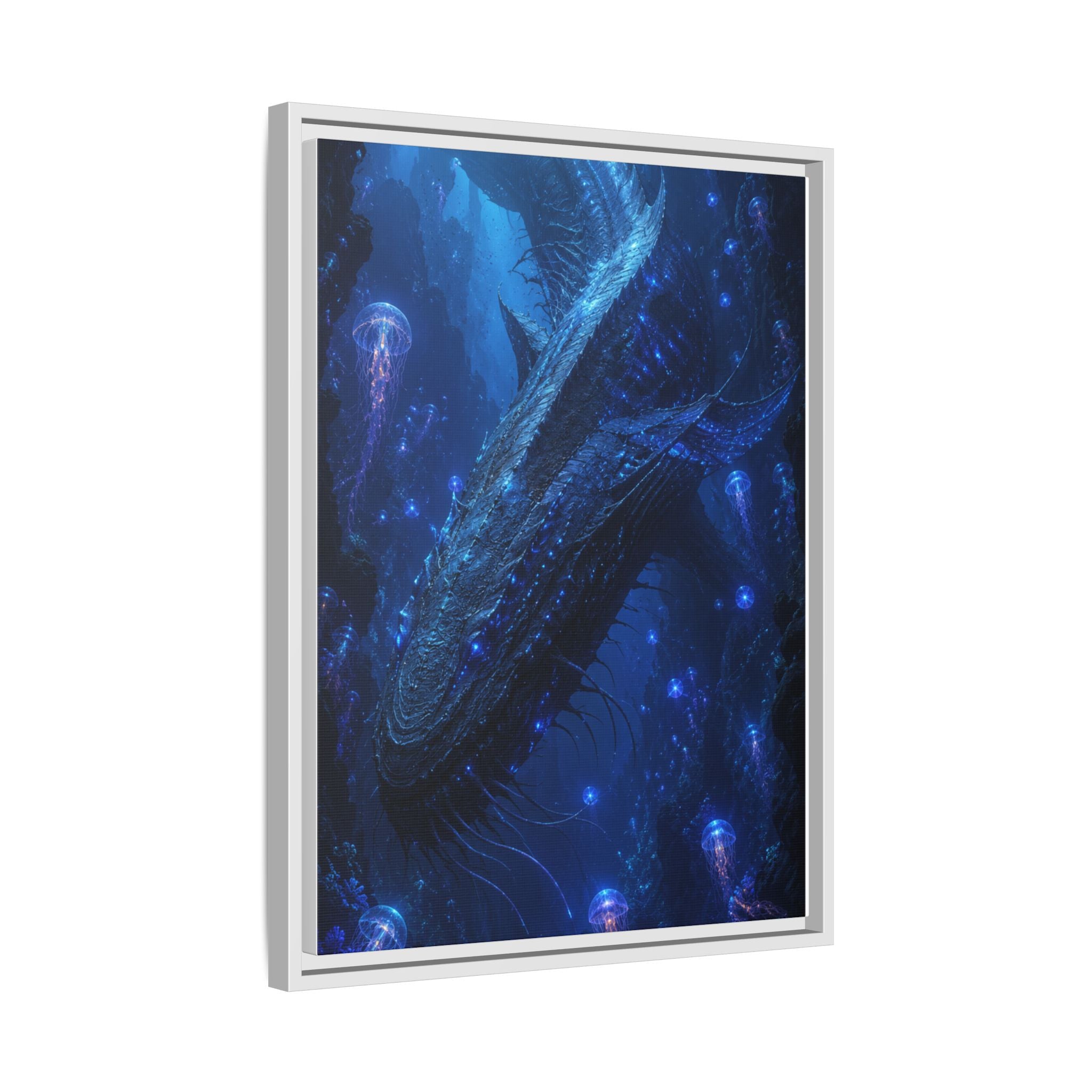 Framed Matte Canvas Art - Deep Sea Leviathan Fantasy Print