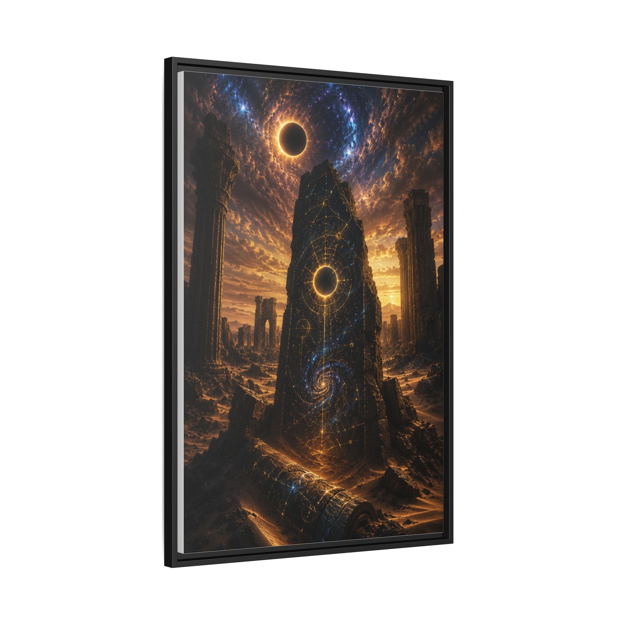 Framed Matte Canvas - Cosmic Obelisk Fantasy Wall Art