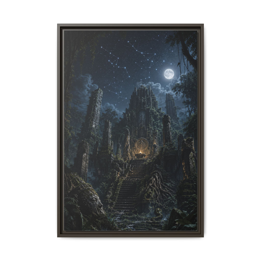 Framed Matte Canvas - Moonlit Ruins Fantasy Wall Art