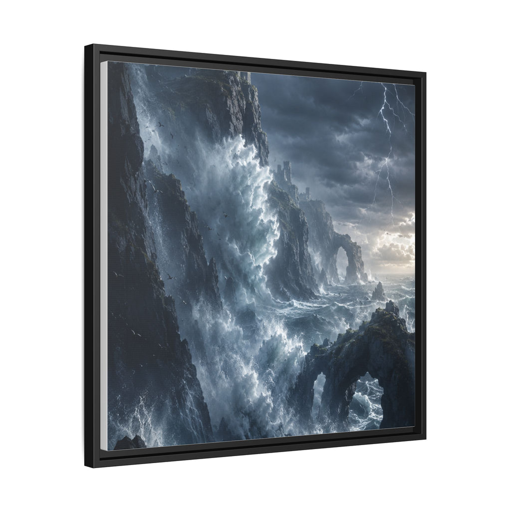 Framed Matte Canvas - Stormy Ocean Fantasy Wall Art