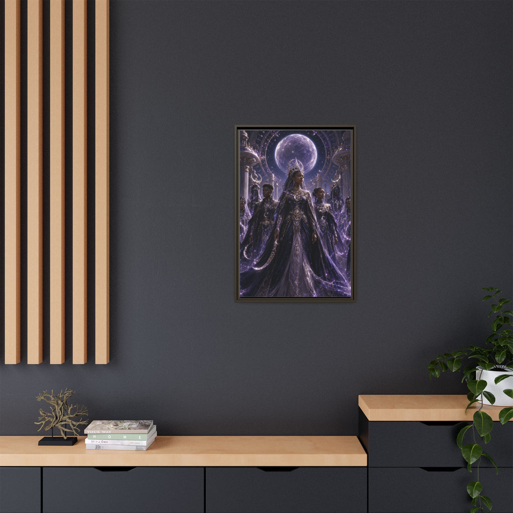 Mystic Moon Queen Framed Matte Canvas Print — Fantasy Royalty Wall Art