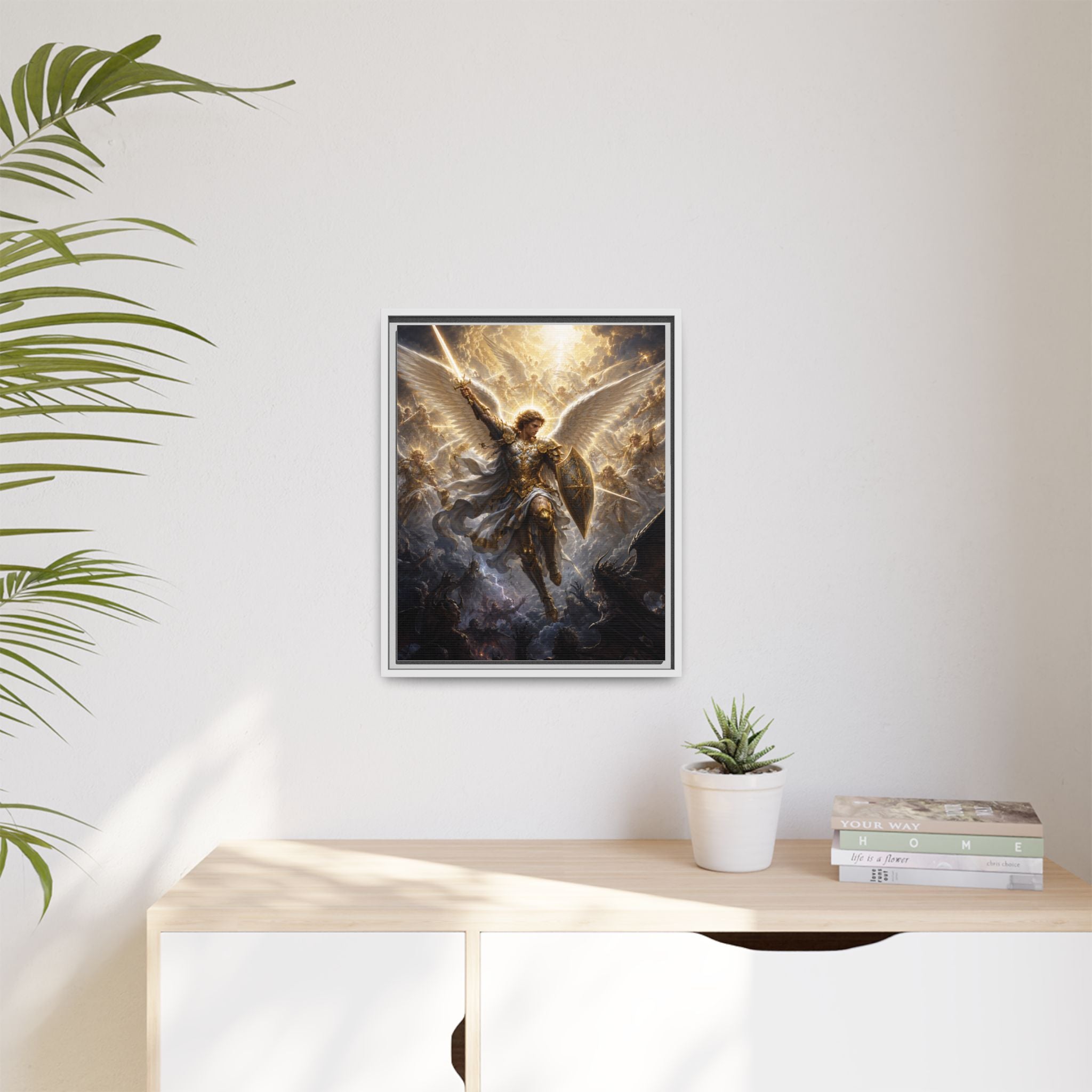 Framed Matte Canvas: Radiant Archangel Wall Art