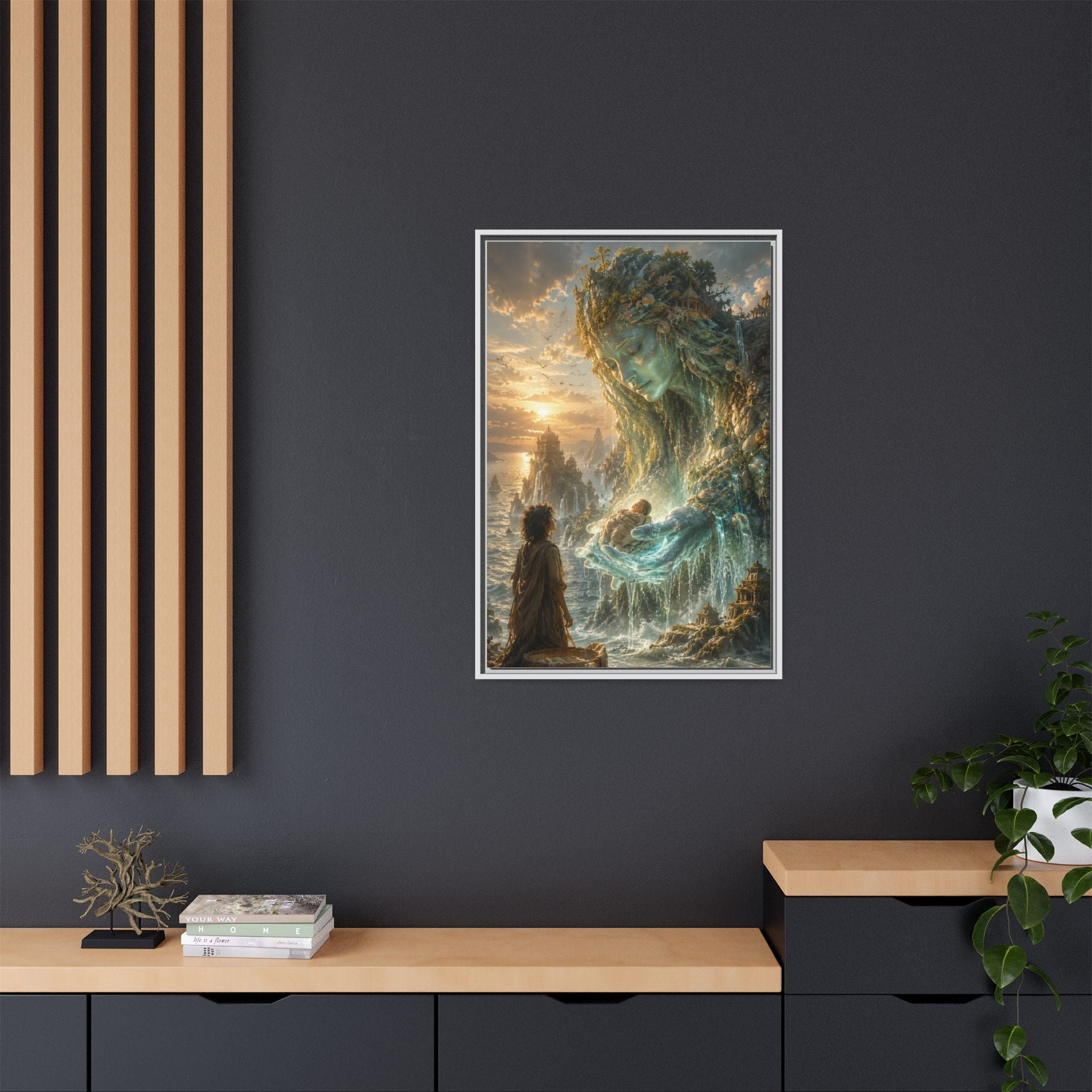 Framed Matte Canvas Print — Ocean Spirit Guardian Fantasy Art
