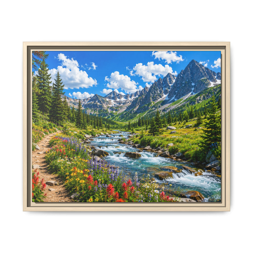 Framed Framed Canvas Mountain River Landscape Wall Art