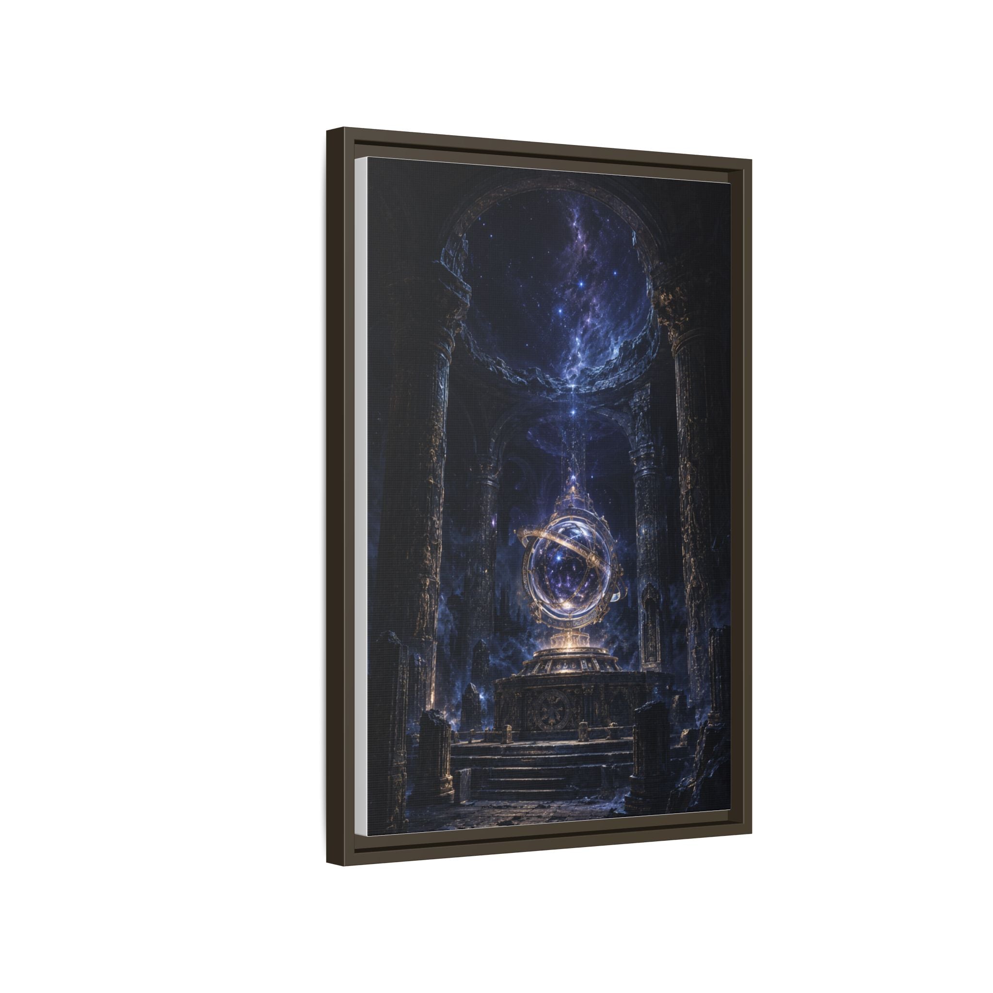 Framed Cosmic Temple Matte Canvas Art — Mystic Astral Orb Wall Decor