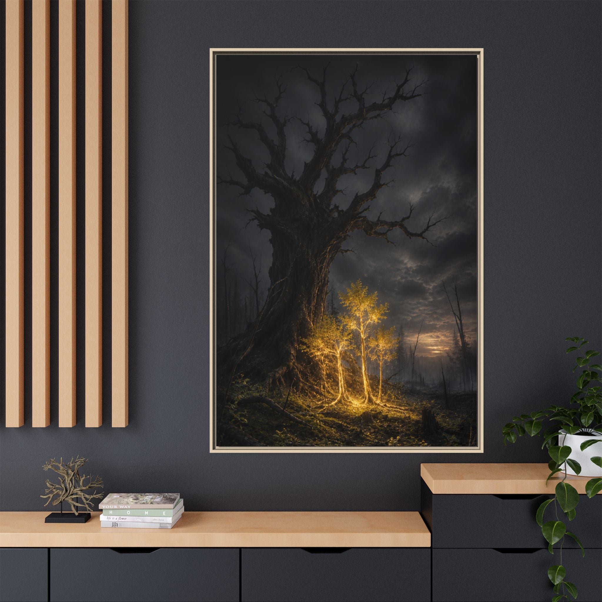 Framed Matte Canvas — Glowing Enchanted Tree Wall Art