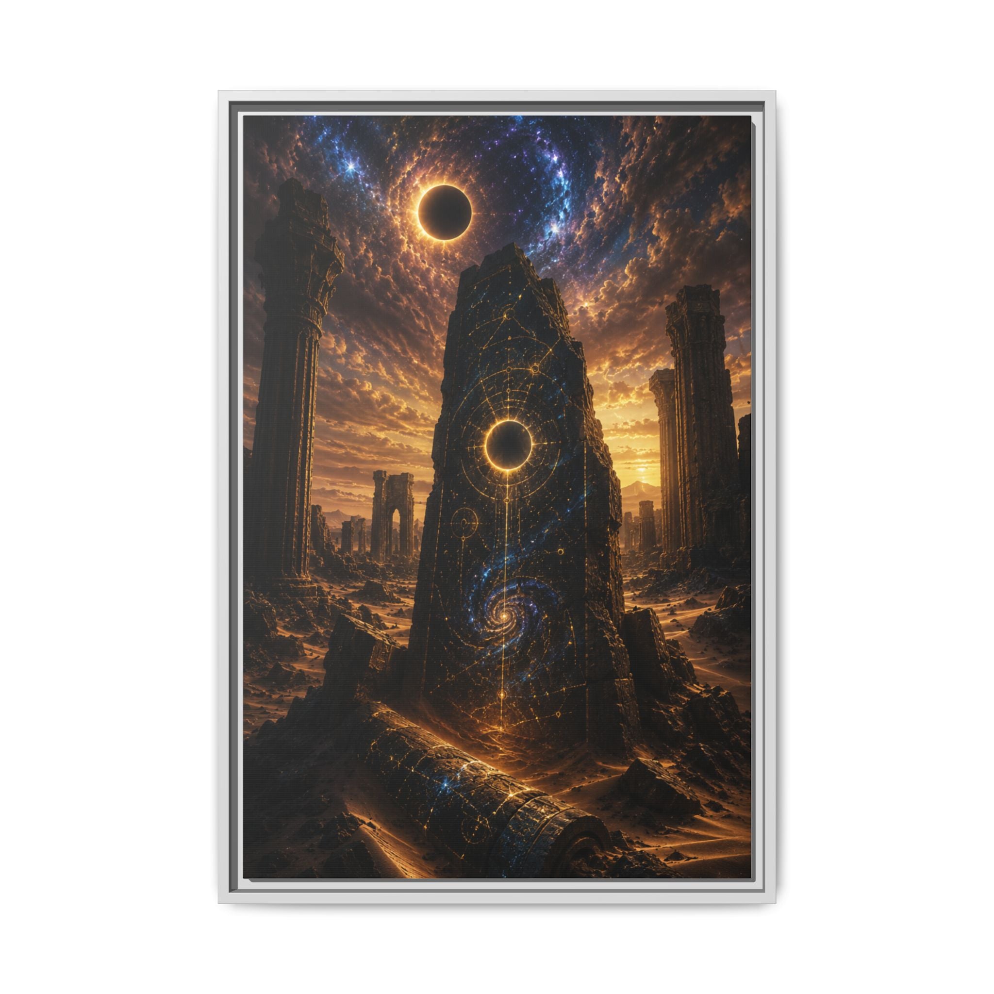 Framed Matte Canvas - Cosmic Obelisk Fantasy Wall Art