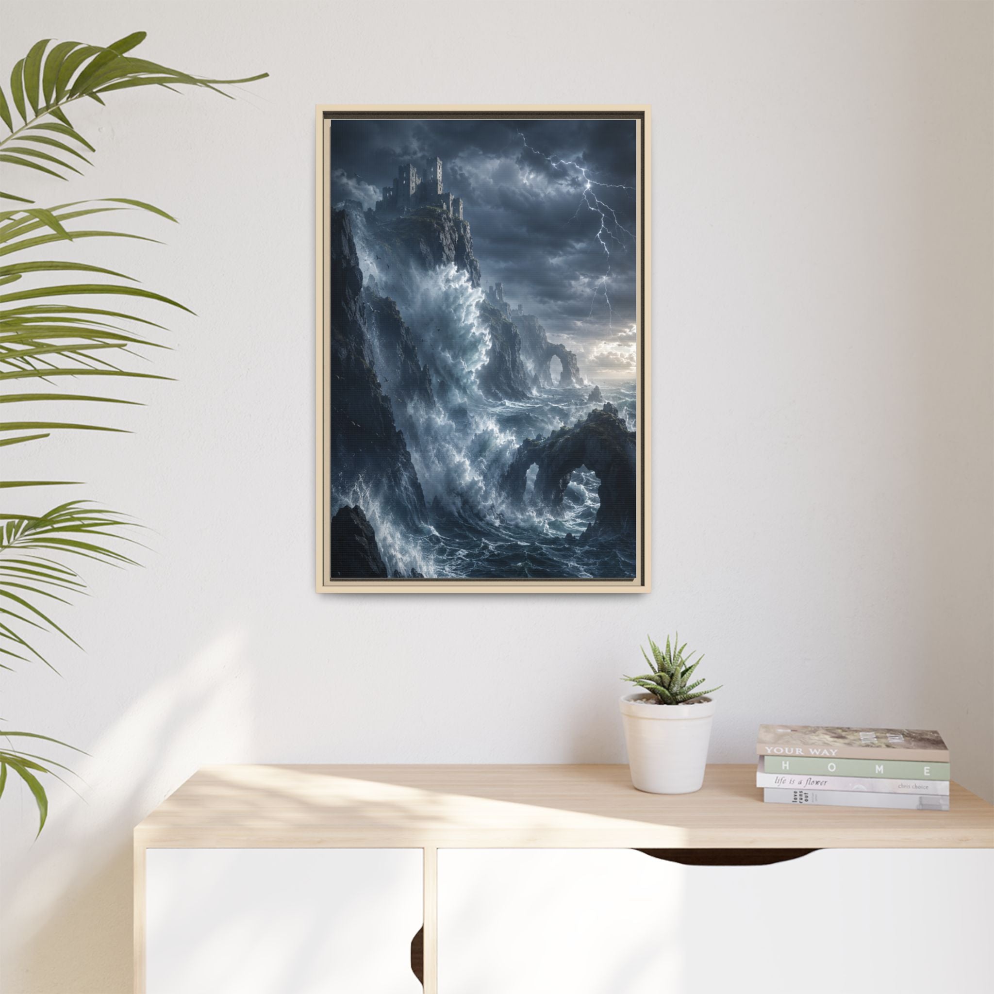 Framed Matte Canvas - Stormy Ocean Fantasy Wall Art