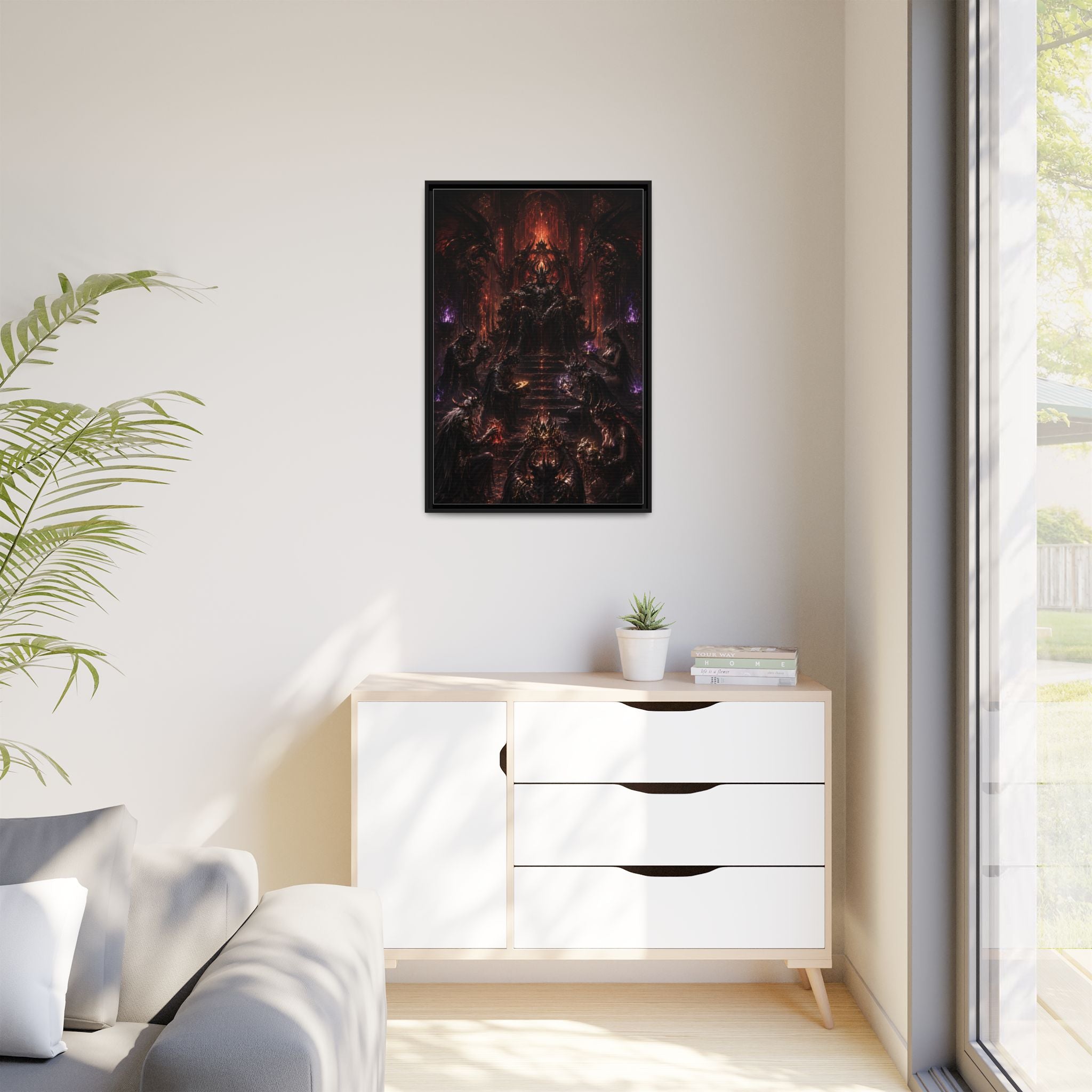 Dark Fantasy Throne Room Matte Canvas Print (Framed)